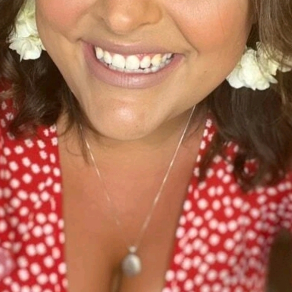 Gold Hoop statement earrings flower ivory Petals wedding fabric 💖2/$30 - Picture 5 of 12